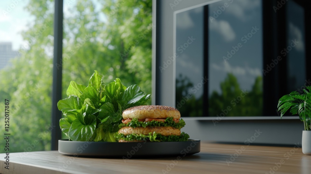 Poster visualize the future of education with a smart home study setup, showcasing an ai-driven learning as