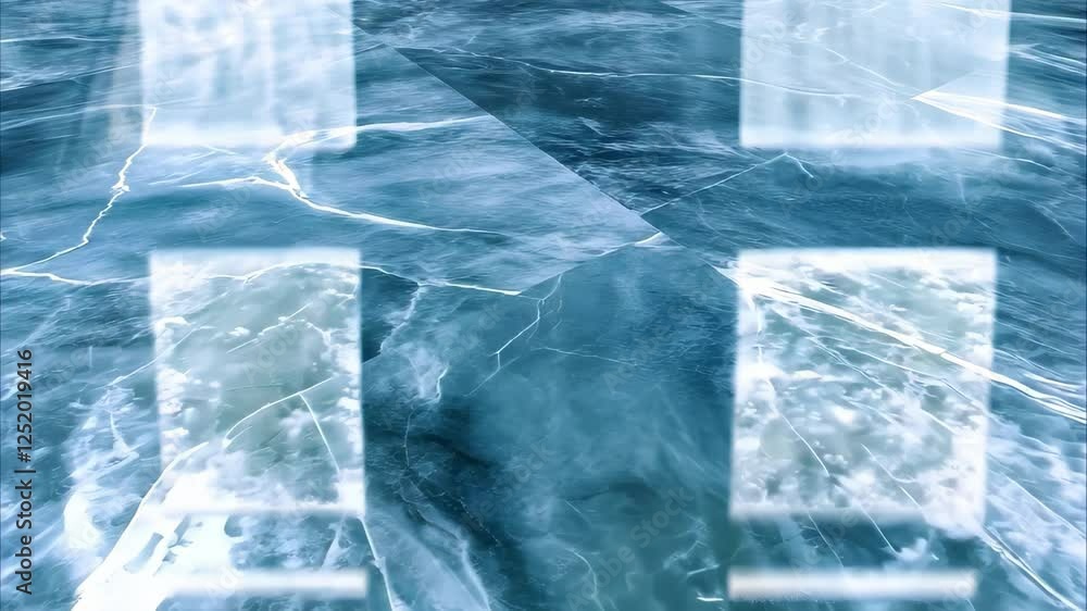 Aufkleber the image features abstract icy textures with light reflections, creating a cool, serene atmosphere.