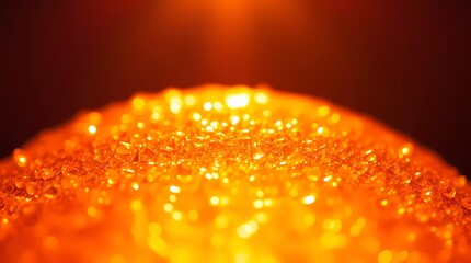 close up of orange water drops on black