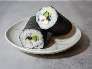 Handmade Japanese Ehomaki, sushi roll on Setsubun, Colorado