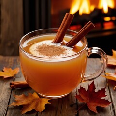 cup of coffee with cinnamon sticks