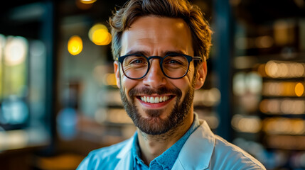 Obraz premium A man with glasses smiling at the camera