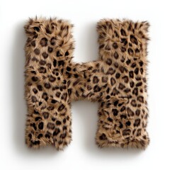 Leopard fur letter H crafted on a clean white background showcasing unique texture and bold design