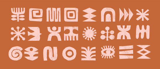 Hand drawn African, Mexican, Aztecs tribal elements collection