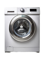 A clean, minimalist washing machine, isolated on a transparent background