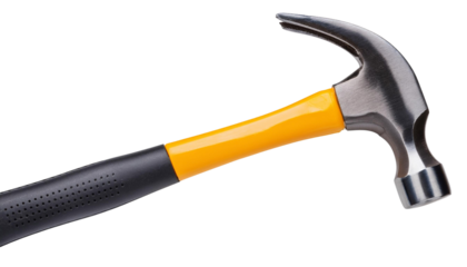 A top-down view of a construction hammer, isolated on a transparent background.