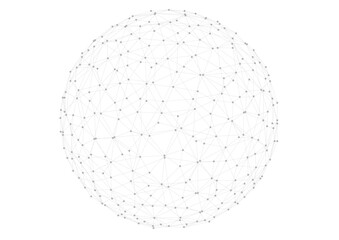 Technology abstract shape. Dots connected by lines. Minimalist mesh sphere. Abstract polygonal shape.