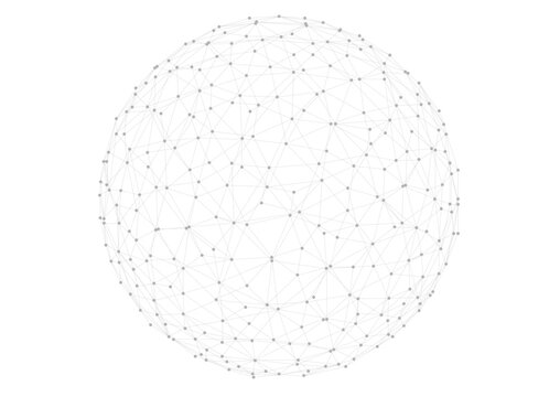 Technology abstract shape. Dots connected by lines. Minimalist mesh sphere. Abstract polygonal shape.
