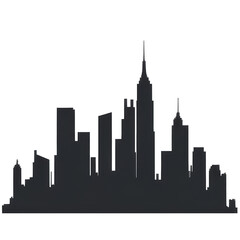 Naklejka premium Striking silhouette of a vibrant cityscape against a clean white backdrop