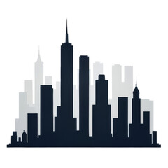 Monochrome Cityscape Silhouette: A Modern Metropolis Skyline Illustration