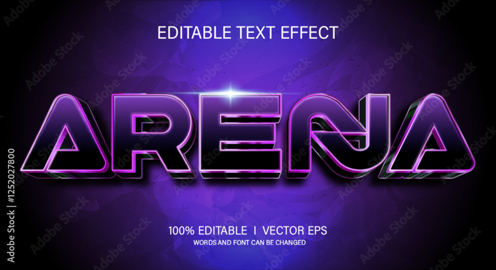 Poster arena 3d vector text effect with modern style design