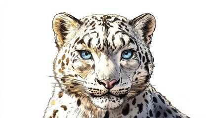 Obraz premium Majestic Snow Leopard Portrait Stunning Close-Up of a Wild Cat
