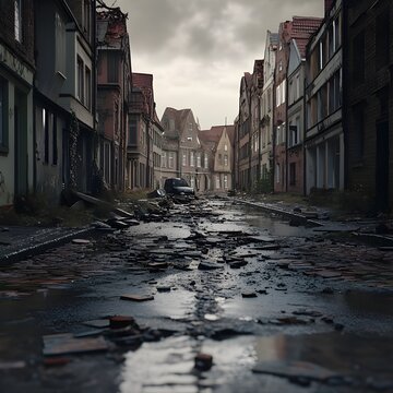 A picture which shows damaged streets in germany which shows only the bumbs on the street