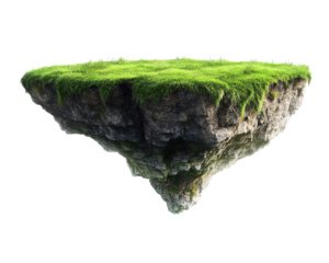 Ground and the grass flying landscape. Eco design concept. Isolated on white background.
