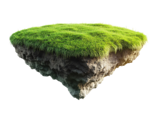 Ground and the grass flying landscape. Eco design concept. Isolated on white background.
