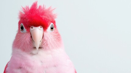 Obraz premium Pink cockatoo portrait, studio shot, light background, pet bird