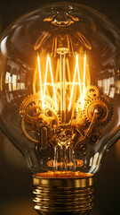 This unique light bulb features a vintage steampunk design with visible gears and glowing filaments.Concepts lighting, arts, crafts, decor, interior, antique, retro, electrical, technology, decorative