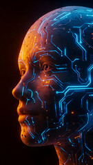 A human silhouette is surrounded by vibrant glowing lines and data points, depicting the energetic flow of information and neural connections in a modern digital environment.