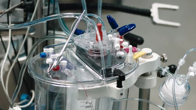 Blood circulation machine in the operating room used during heart surgery. Concept: innovative medical technologies ensuring life support and successful heart surgeries.