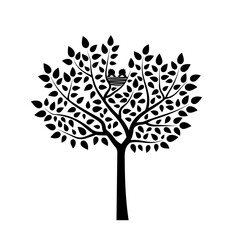 Obraz premium tree with birds in nest isolated on white background