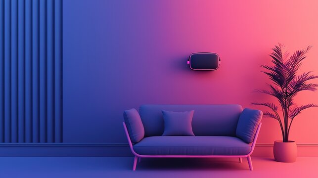 Digital-first living room design modern home interior photography contemporary bright colors innovative concept