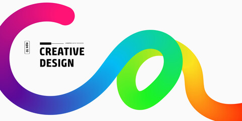 Rainbow Curve Abstract Creative Design Colorful Gradient Flowing