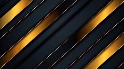 Obraz premium Abstract design featuring diagonal golden stripes on a dark background, creating a modern aesthetic