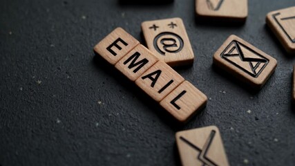 Wooden Blocks Spelling Email on Dark Surface - Powered by Adobe