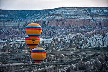 hot air balloon in the sky at cappadocia, nevsehir