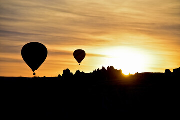hot air balloon in the sky at cappadocia, nevsehir