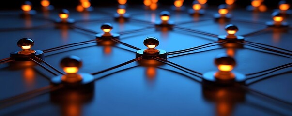 Abstract glowing nodes and connecting lines illustrating collaborative work networks
