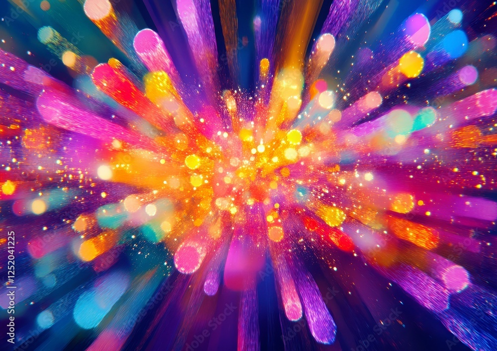 Poster vibrant abstract background with colorful light streaks and bokeh effects for creative projects and 