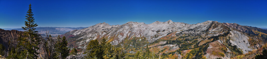 Lone Peak Wilderness from Box Elder Peak hiking trail, Wasatch Range  Rocky Mountains, Utah, United States.