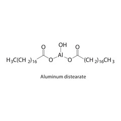 Aluminum distearate skeletal structure.Metal soap compound schematic illustration. Simple diagram, chemical structure.
