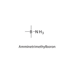 Amminetrimethylboron skeletal structure.Organoboron compound compound schematic illustration. Simple diagram, chemical structure.