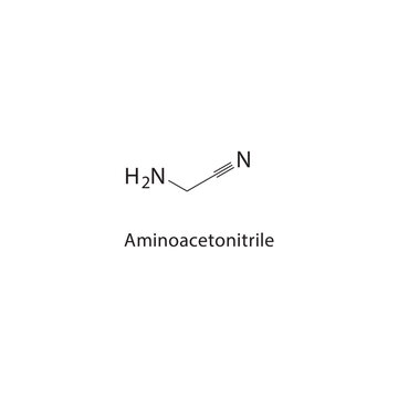 Aminoacetonitrile skeletal structure.Nitrile compound schematic illustration. Simple diagram, chemical structure.