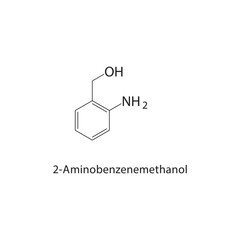 2-Aminobenzenemethanol skeletal structure.Aromatic alcohol compound schematic illustration. Simple diagram, chemical structure.