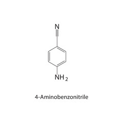 4-Aminobenzonitrile skeletal structure.Nitrile compound schematic illustration. Simple diagram, chemical structure.