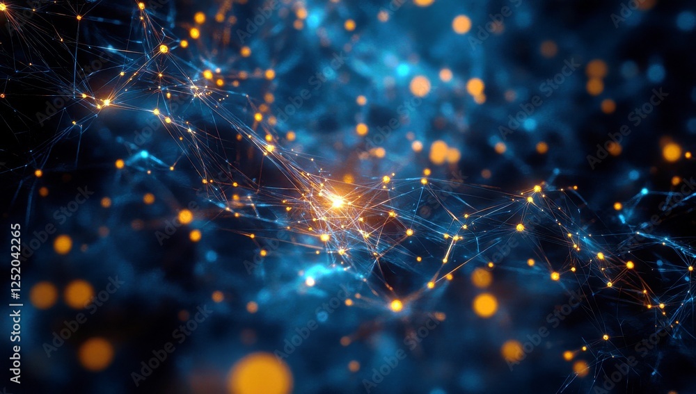 Poster abstract digital network connection background with glowing nodes and vibrant colors representing te