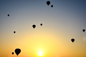 hot air balloons in the sky at cappadocia, nevsehir