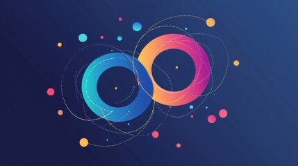 Obraz premium Circular geometric elements forming connected strategic flows