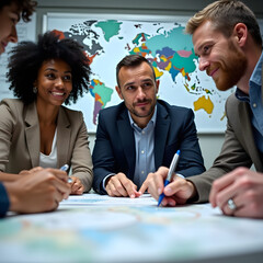 a group of people sitting around a table