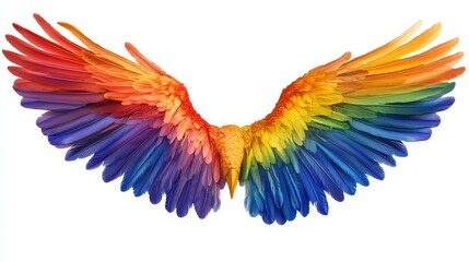 Obraz premium Beauutiful magic bright rainbow wings, symbol of freedom, lgbt, raster illustration