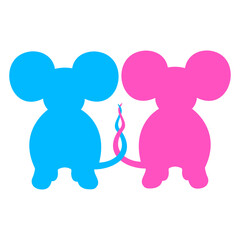 2 Mice Couple Two Love Valentine's Day Woman Man Design Lover Art Vector Illustration Card T-Shirt Poster Sticker Graphic Print Decorative Drawing Isolated Logo Decoration Symbol Creative Cool Style
