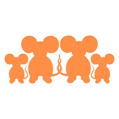 4 Mice Family Children Mom Dad Parents Cute Mother Design Lover Art Vector Illustration Card T-Shirt Poster Sticker Graphic Print Decorative Drawing Isolated Logo Decoration Symbol Creative Cool Style