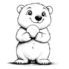 Naklejka premium Cute Black And White Polar Bear Cub Illustration