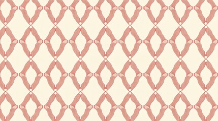 Fototapeta premium Elegant coral lattice pattern on cream background