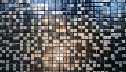 Fototapeta premium glossy ceramic tile wall with a polished reflective surface and square patterns perfect for contemporary interiors and architectural designs