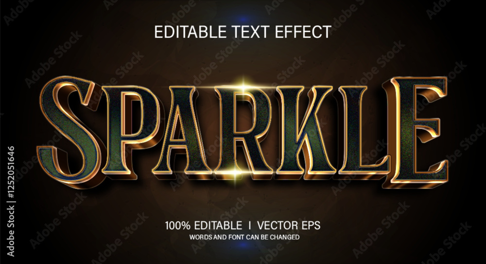 Poster sparkle 3d vector text effect with modern style design