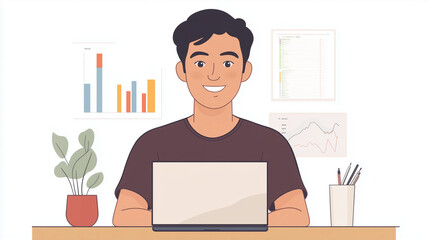 Un hombre de negocios presta atención a su ordenador